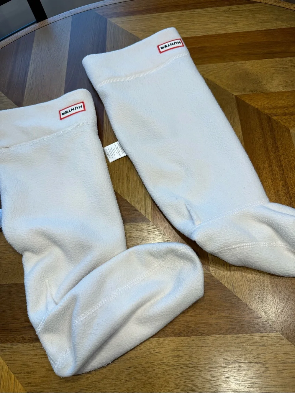 Hunter White Fleece Boot Liners with Red Logo